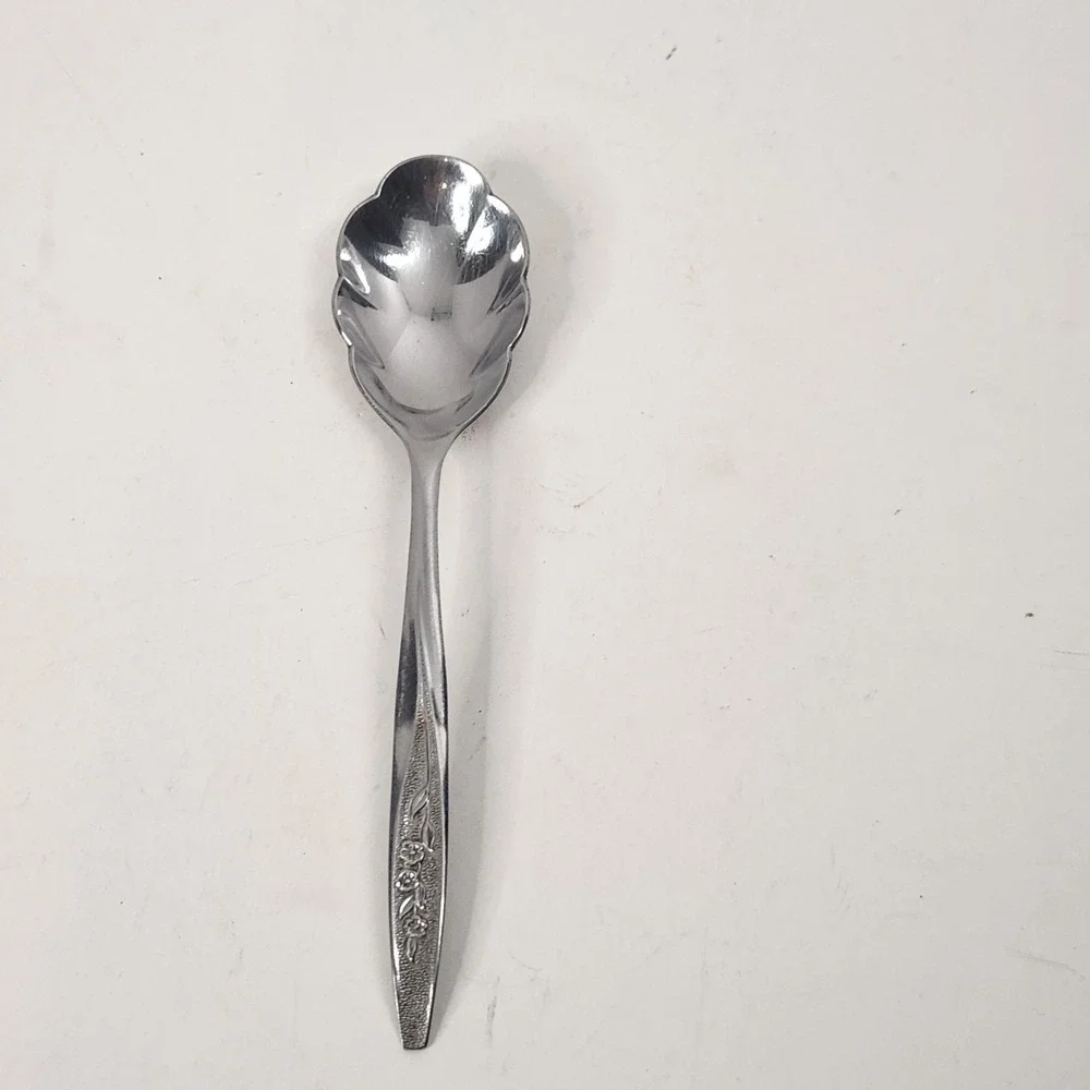 Vintage Superior Stainless USA RADIANT ROSE Sugar Shell Spoon Flatware...